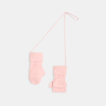 قفازات مضلعة باللون الوردي للفتيات.